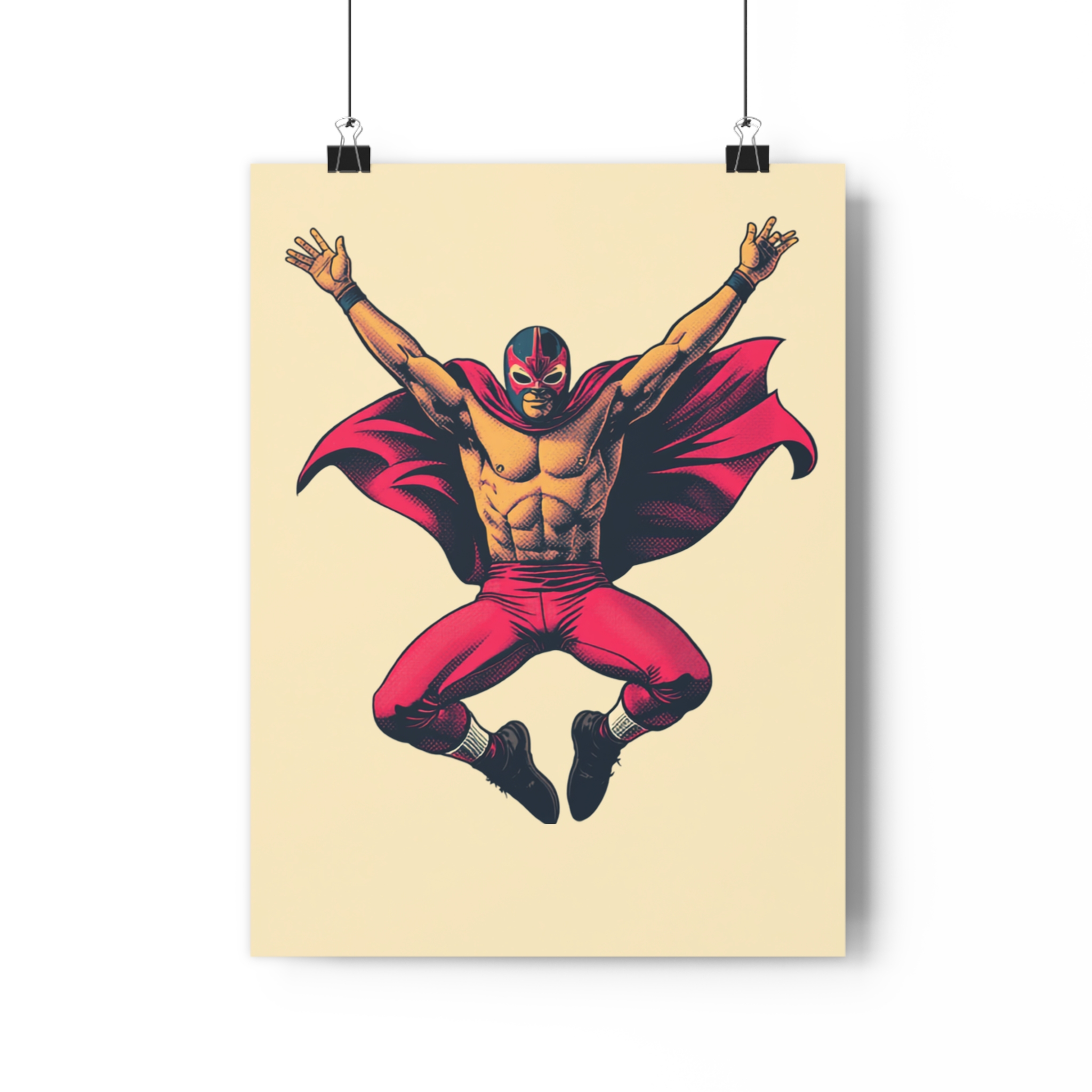 Luchador Wall Art Print | Mexican Wrestling Poster | Retro Halftone Illustration | Lucha Libre Decor | Fine Art Print - Image 4