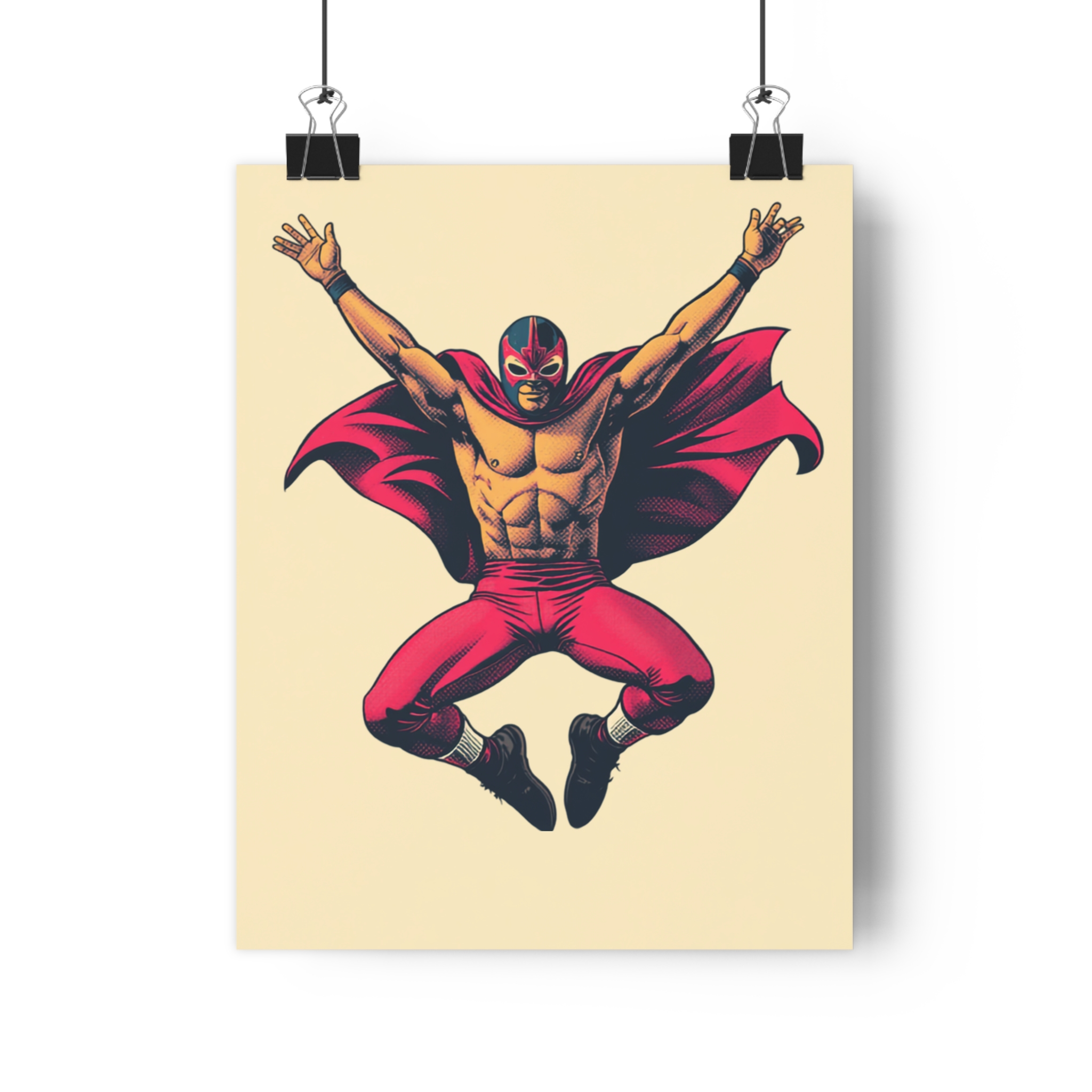 Luchador Wall Art Print | Mexican Wrestling Poster | Retro Halftone Illustration | Lucha Libre Decor | Fine Art Print - Image 2