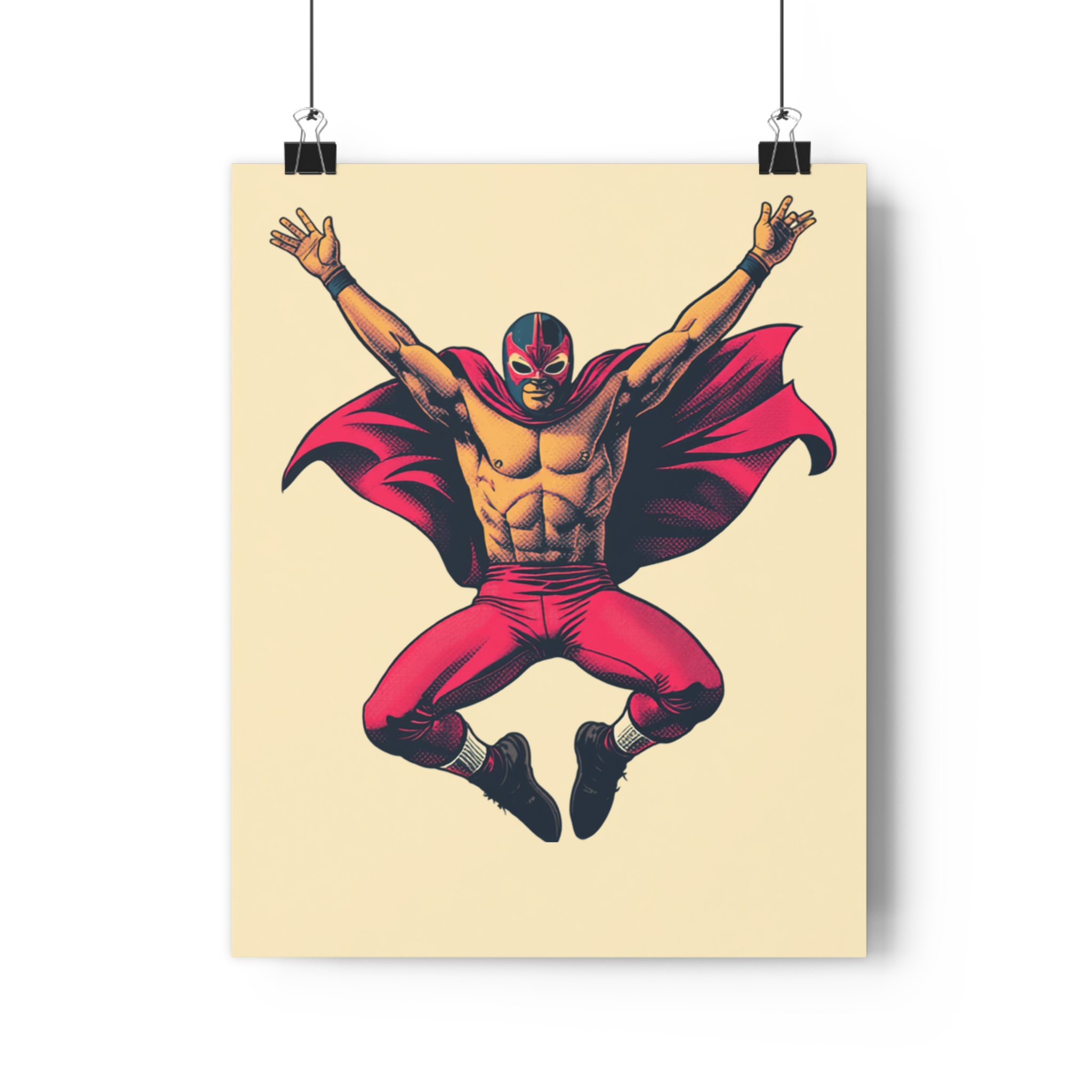 Luchador Wall Art Print | Mexican Wrestling Poster | Retro Halftone Illustration | Lucha Libre Decor | Fine Art Print - Image 3